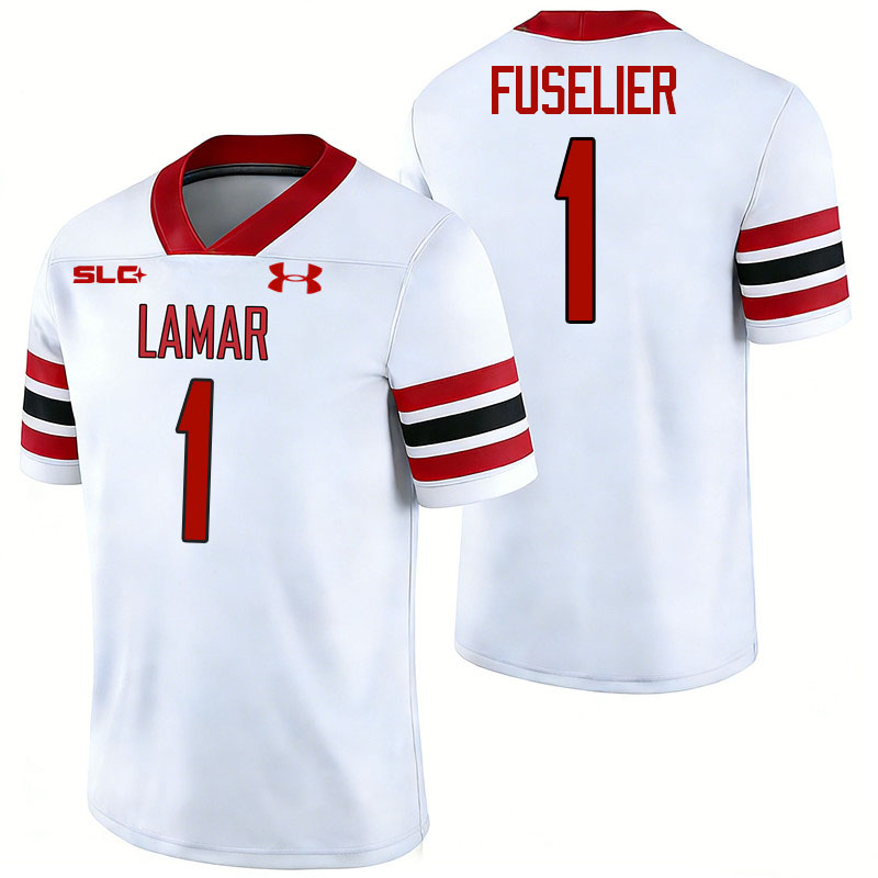 Lamar Cardinals #1 Kyndon Fuselier College Football Jerseys,Uniforms-White